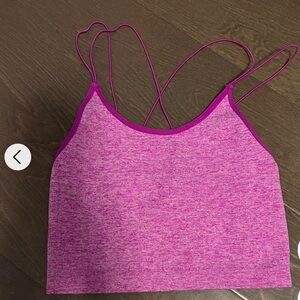 Purple spaghetti strap sports bra top
